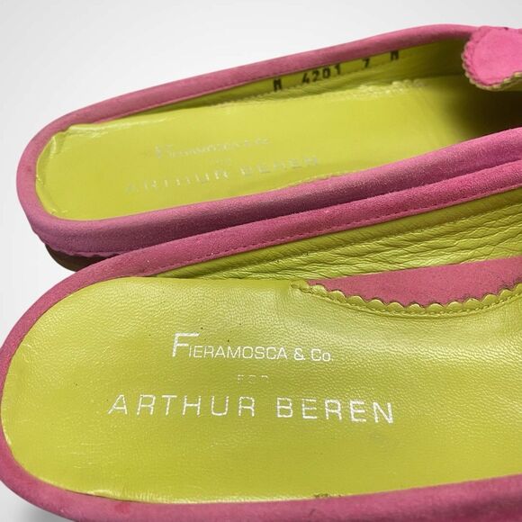 Fieramosca & Co Pink Suede Mule Moccasins Slides Women's Shoes Size 7M Italy - Picture 5 of 8